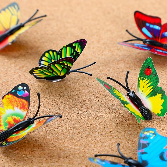 50Packs Butterfly Thumb Tacks Decorative Push Pins Cute Thumb Tacks Red Pushpins for Cork Board Thumbtacks for Hanging for Board Bulletin Wall in Cubicle Office Cubicle Decor Decorations