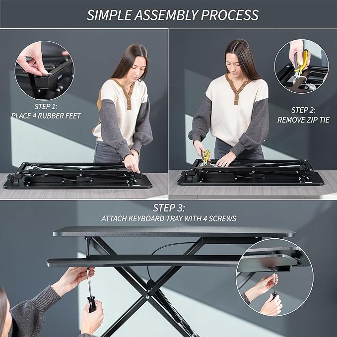 VIVO 28 inch Desk Converter, K Series, Height Adjustable Sit to Stand Riser, Dual Monitor and Laptop Workstation with Keyboard Tray, White, DESK-V028KW