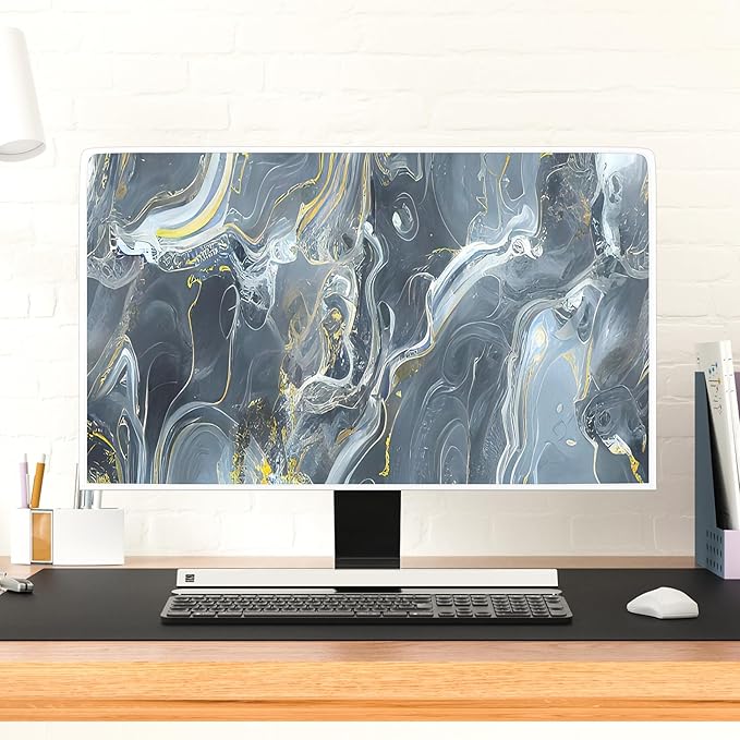 Baocicco Gray Gold Marble Waterproof 50, 51, 52 Inch TV Dust Cover Anti-Static Dustproof Protective Aesthetic Texture Screen TV Covers Full Body Cover for Television Screen Desktop PC LED LCD OLED
