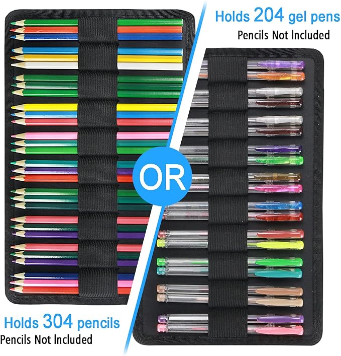 YOUSHARES Big Capacity Colored Pencil Case - 300 Slots large Pen Case Organizer with Multilayer Holder for Prismacolor Colored Pencils & Gel Pen (Grey)