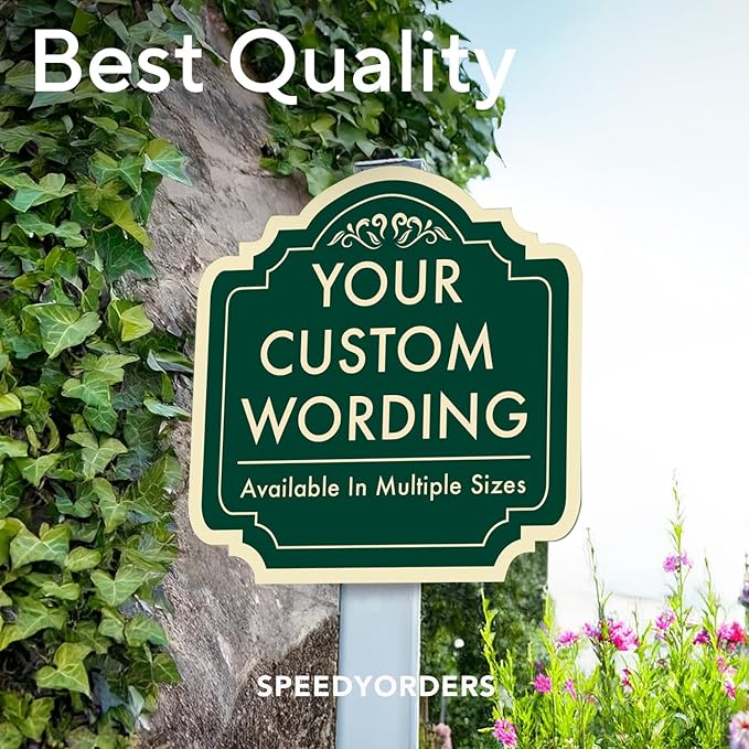 Custom Decorative Outdoor Metal Sign - Personalized Aluminum Driveway Sign, Waterproof, Made in USA - Design 2 Forest Green 12x12 In