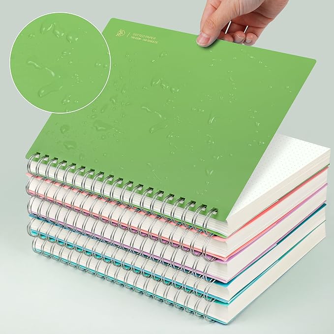EMSHOI B5 Spiral Dotted Notebook, 7.48"x10.15" Dot Grid Journal, 150 Sheets/300 Pages, 100gsm Paper, Waterproof Softcover for Men Women, Office, School, Work, Writing, Bullet Journaling – Green