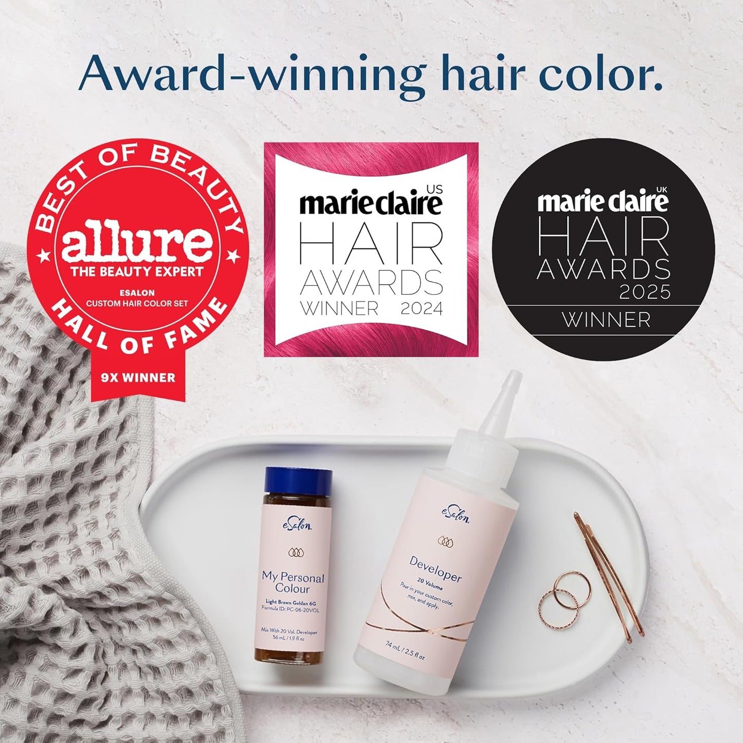 eSalon Permanent Hair Color & Hair Dye Complete Kit - Medium Blonde Strawberry- Personal Colorist Kit for Up To 100% Gray Coverage for All Hair Types - Professional-Grade Ammonia-Free Hair Dye