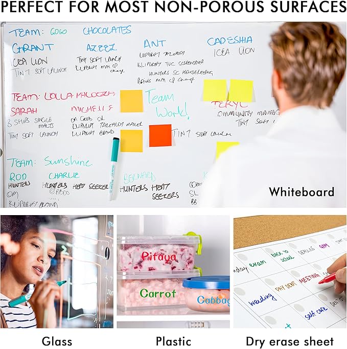 Dry Erase Markers, Shuttle Art 60 Bulk Pack 15 Colors Magnetic Whiteboard Markers with Erase, Fine Point Dry Erase Markers Perfect for Writing on Whiteboards, Glass, Mirror for School Office Home