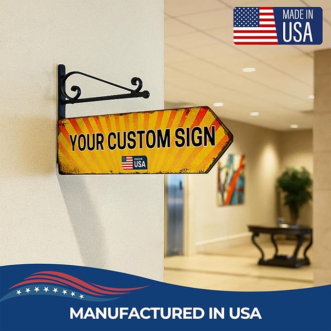 Custom Right Arrow Metal Sign by DC | Directional Signs for Indoor & Outdoor Use | Personalized Rust-Free Metal Yard Display | Customized Weatherproof Road Arrow Marker | Multiple sizes | Made in USA