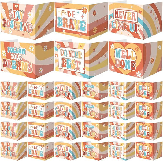 Honoson 24 Pcs Bulk Inspirational Privacy Folders for Students Cardboard Test Privacy Boards Motivational Words Desk Dividers Shield for Classroom School Study Supplies, 6 Styles(Groovy)