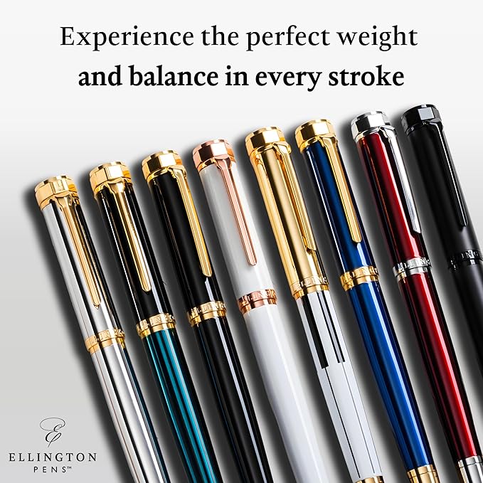 Ellington Pens Luxury Fountain Pen Set - Extra Fine Nib - Includes 3 Ink Cartridges, Refillable Ink Converter, Gift Box-Fountain Pens For Writing, Calligraphy, Journaling, Sketching (Crimson Blend)