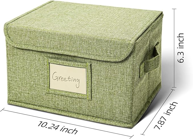 Vienrose Greeting Card Organizer Storage Box with 20 Removable Dividers, 84 Self-stick Labels, Perfect for Photos, Envelopes, Scrapbooking, Paper, Stickers Holder 1 Pack Grass Green
