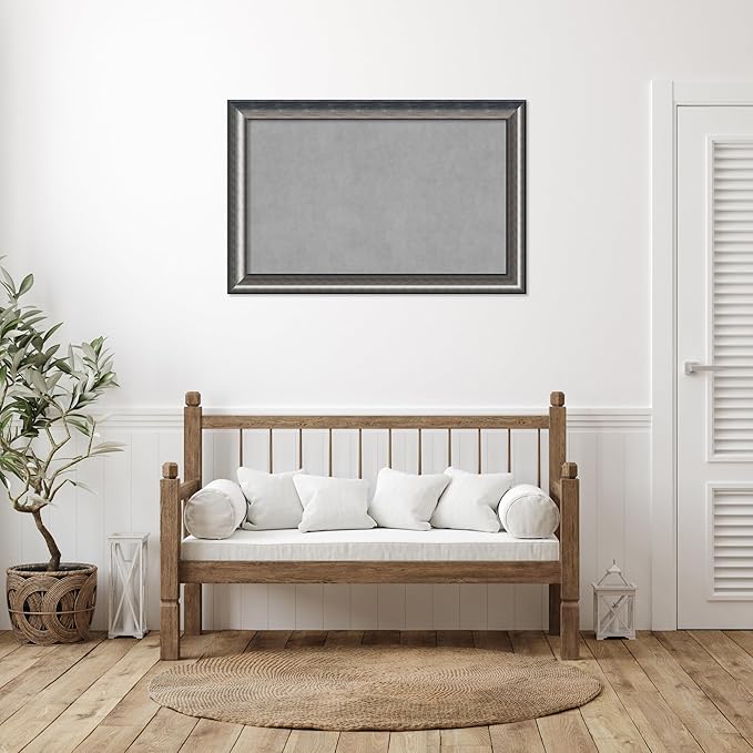 Amanti Art Silver Framed Magnetic Board 30x46 Large Vision Board for use with Magnets, 100% Metal Sheet to Display Items as Office Decor or for Home Organization in mudroom, Kitchen or Kids Room