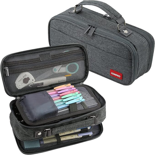 JOINPRO Pencil Case, Large Capacity Pencil Case Organizer; Double Zipper Storage Bag; Big Pencil Pouch for College School Office Teen Girl Boy Men Women Adult
