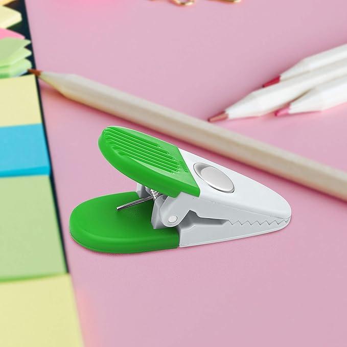 10 Magnetic Memo Holders Set - Customizable Text, Logo - Large Clip, Plastic - White Green