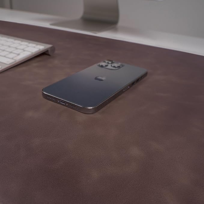 Node Leather - Leather Desk Mat - Executive Real Leather Desk Pad - Genuine Leather Office Desktop mat - Large (18 3/4"" X 35 3/4"") | Non-Slip Leather Desk Blotter, Cloudy Dark Brown