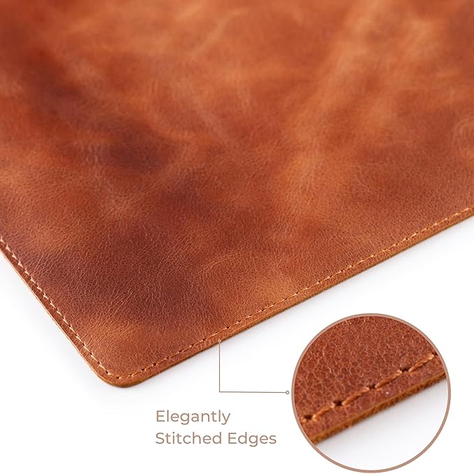 Node Leather Desk Mat - Executive Real Leather Pad - Large (18 3/4" x 35 3/4") | Non-Slip Desk Blotter