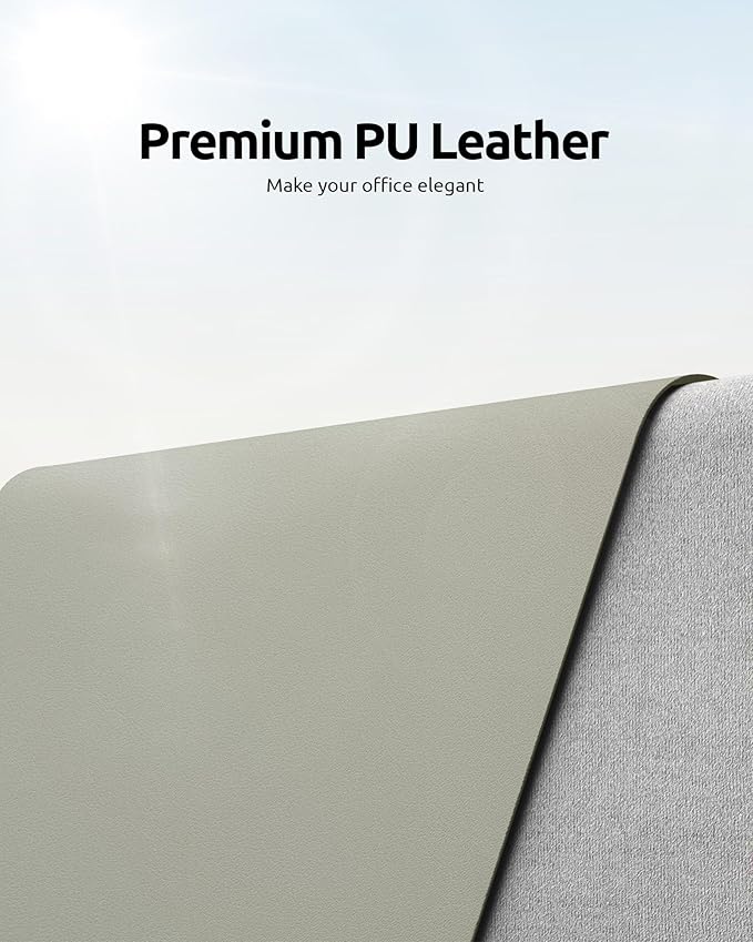 YSAGi Leather Desk Pad Protector, Office Desk Mat, Large Mouse Pad, Non-Slip PU Leather Desk Blotter, Laptop Desk Pad, Waterproof Desk Writing Pad for Office and Home (Olive Beige, 35.4" x 17")