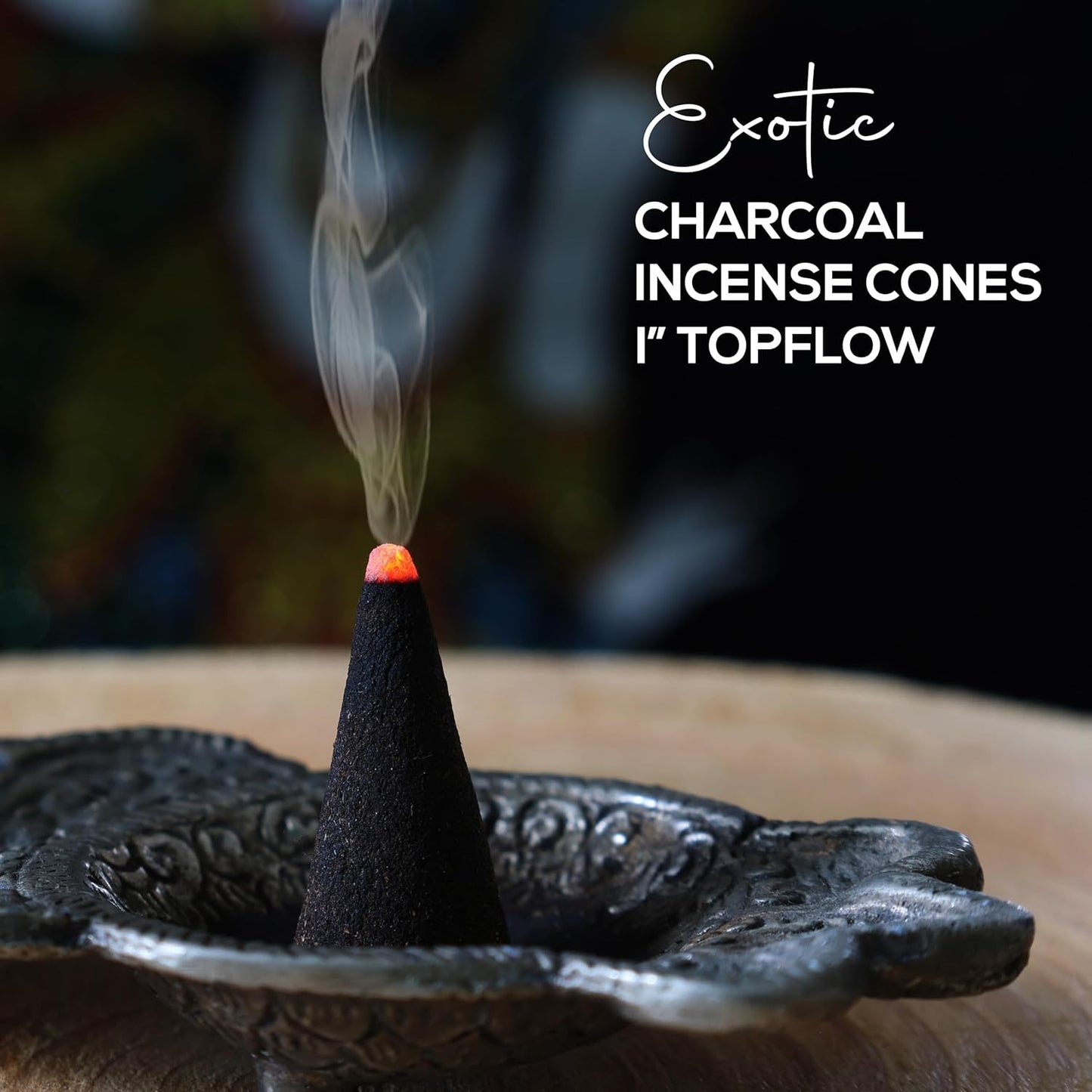 Sandalwood Charcoal Incense Cones 1" TOPFLOW - 100 Pack Bulk - Natural Scented Cones Handmade Hand Dipped