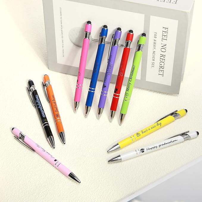 ENOMY Personalized Pens Bulk Free Engraved with Logo/Name/Message Black Ink Custom Pens Customized Stylus Ballpoint Pens Ideal Gifts for Business Anniversary (200)