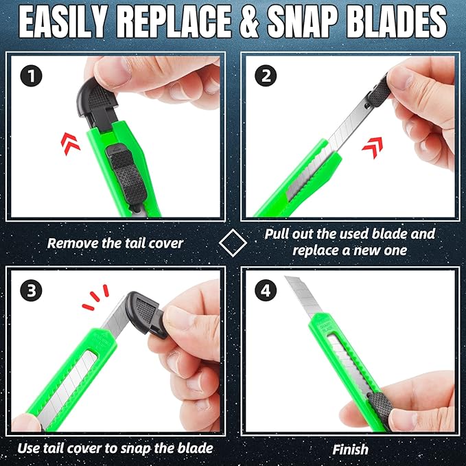 TIFICAL 10 Pack Box Cutter Retractable, 9MM Snap-Off Blade Utility Knife, Razor Knife with Self-Lock Design, Box Cutter Knife Exacto Knife for Cutting Boxes, Carton, Cardboard, Disposal Box Opener