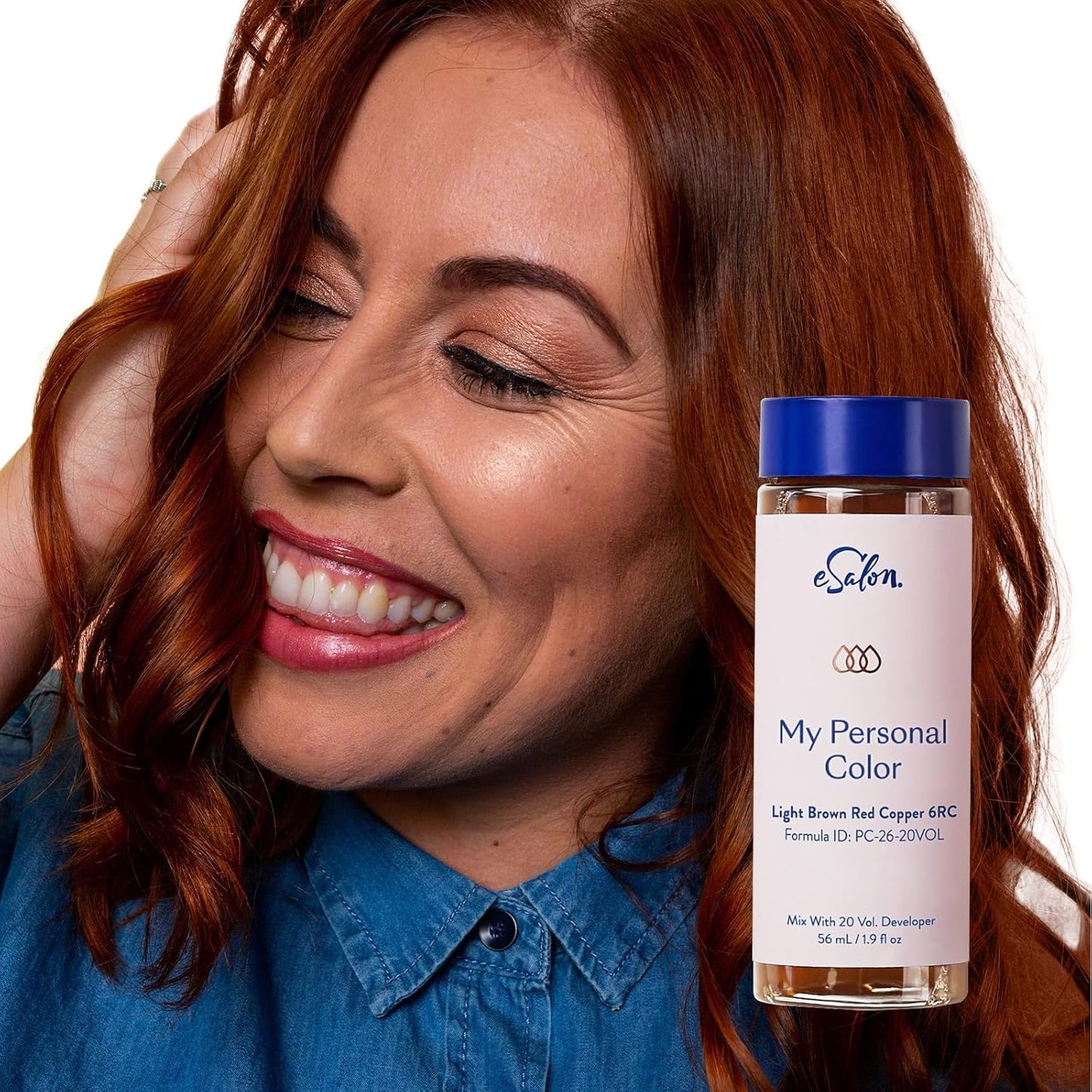 eSalon Permanent Hair Color & Hair Dye Complete Kit - Personal Colorist Kit for Up To 100% Gray Coverage for All Hair Types - Professional-Grade Ammonia-Free Hair Dye (Light Brown Red Copper 6RC)