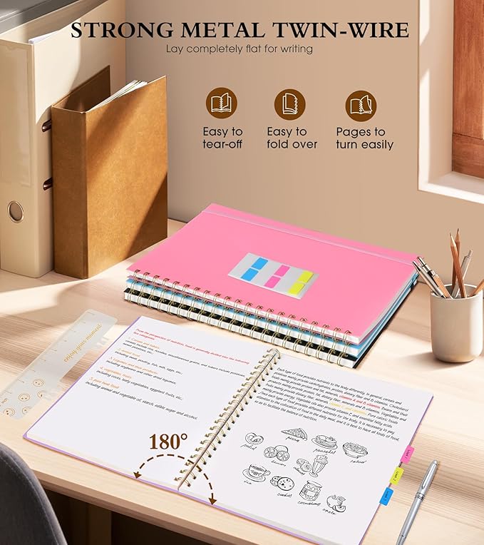 Blank Spiral Notebook Journal 8.5” x 11”, A4 Large Sketch Book for Women Men, 100 GSM Blank Paper Drawing Notebook, Plastic Hardcover Spiral Bound Sketchbook for Sketching Work School Writing, Purple