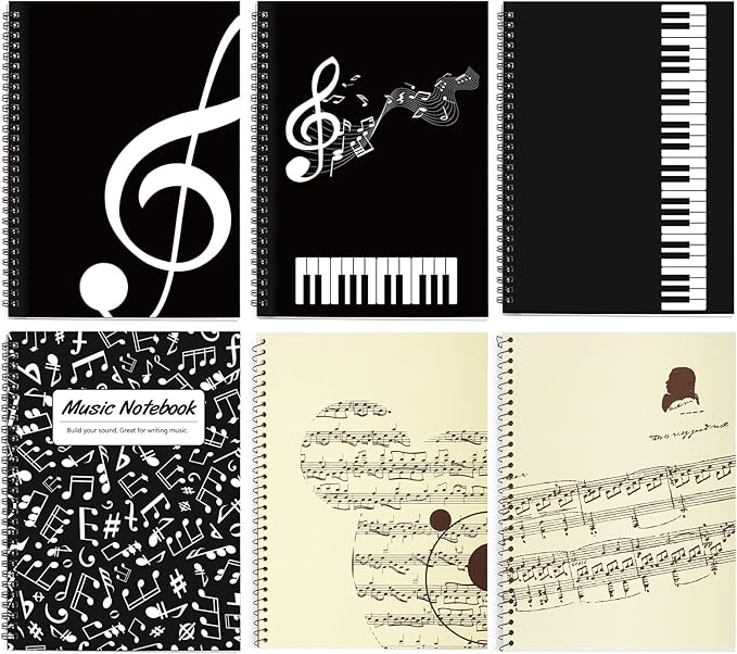 MAXCURY Blank Sheet Music Composition Manuscript Staff Paper Art Music Notebook Black 100 Pages 26x19cm (Black)