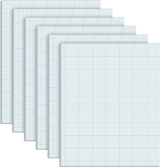 Ctosree 6 Pcs 8.5 x 11 Quadrille Pads 10 Squares Per Graph Paper Pad Back to School Engineer Grid Paper Pad for School Supplies 50 Sheets/Pack
