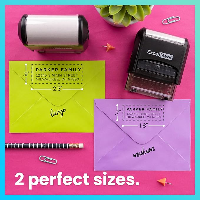 ExcelMark Personalized Return Address Stamp – Custom Self Inking Rubber Stamp (Medium, Modern Line)