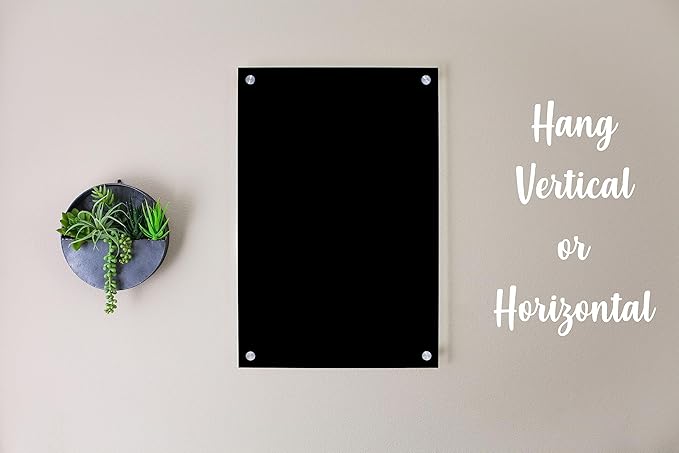 Acrylic Dry Erase Board for Wall with Stylish Border - Shipped Next Day, Made in USA, Non-Magnetic Whiteboard, Wall Mounted Board, Easy to Clean (Black - 16x20)