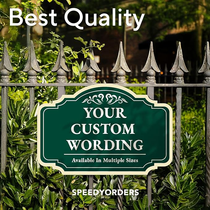 Custom Decorative Outdoor Metal Signs, Personalized Aluminum Signs, Customized Driveway Signs, Waterproof Signs Made In USA, Design 2 Forest Green 42x28 In