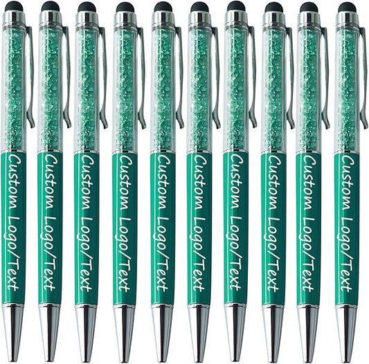 Yucold Customized Pens with Name/Logo - Touch Screen Stylus Ballpoint Pen, Perfect for Weddings, Business & Personalized Gifts (Peacock Green,300)