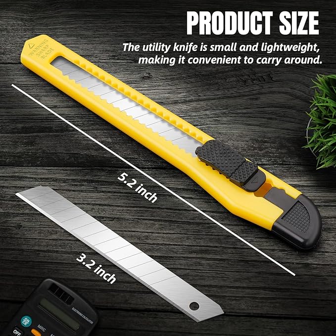 TIFICAL 24-Pack Retractable Box Cutter | 9mm Snap-Off Blades with Lightweight Design | Carton/Plastic Opener for Home & Office | Exacto Knife Box Opener