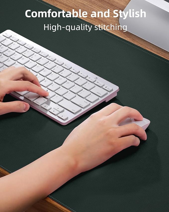 Non-Slip Desk Pad,Mouse Pad,Waterproof PVC Leather Desk Table Protector,Non-Slip PU Leather Desk Blotter, Easy Clean Laptop Desk Writing Mat for Office Work/Home/Decor(Dark Green, 24" x 13.7")