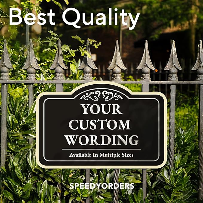 Custom Decorative Outdoor Metal Sign - Personalized Aluminum Driveway Sign, Waterproof, Made in USA - Design 1 Black Charcoal 24x18 In
