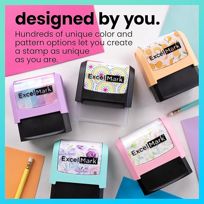 ExcelMark Address Stamp - Custom Return Address Stamp with Elegant Designs, Vibrant Colors & Patterns – Perfect for Mail, Invitations & Gifts (Seafoam Mount, Santa Catalina)