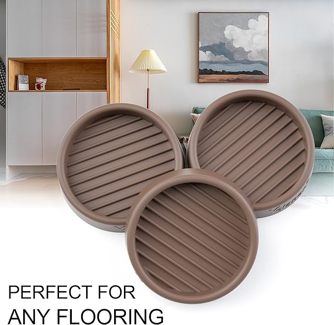 Yelanon Furniture Coasters - 8 Pcs 2”Round Furniture Caster Cups - Non Slip Pads Hardwood Floors Non Skid Grippers Rubber Furniture Feet - Anti Slide Floor Protector for Bed Couch Stoppers Brown
