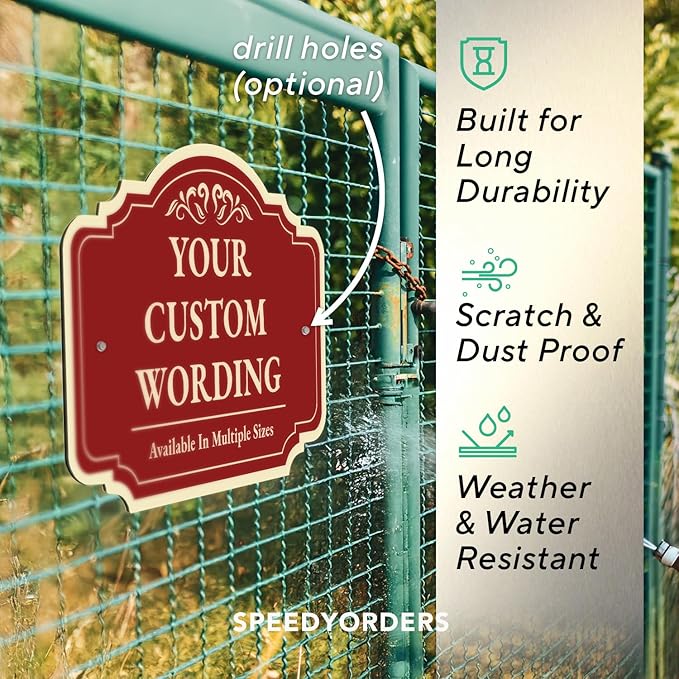 Custom Decorative Outdoor Metal Sign - Personalized Aluminum Driveway Waterproof Sign Made in USA - Design 2 Red Brick 24x18 In