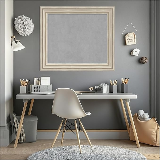 Amanti Art Silver Framed Magnetic Board 26x30 Medium Vision Board for use with Magnets, 100% Metal Sheet to Display Items as Office Decor or for Home Organization in mudroom, Kitchen or Kids Room