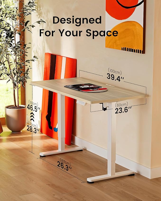 ErGear Height Adjustable Electric Standing Desk, 40 x 24 Inches Sit Stand up Desk, Small Memory Computer Home Office Desk with Two-Piece Desktop (Natural)