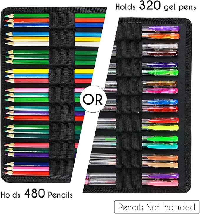 YOUSHARES Big Capacity Colored Pencil Case - 480 Slots large Pen Case Organizer with Multilayer Holder for Prismacolor Colored Pencils & Gel Pen (Silver Lotus)