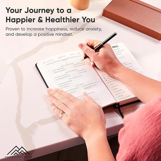 Gratitude & Self-Care Journal - Guided Mindfulness & Mental Health Journal All-in-One with Prompts for Self Discovery - Daily Journal for Men & Women by PRODUCTIVITY STORE (A5, Blue)