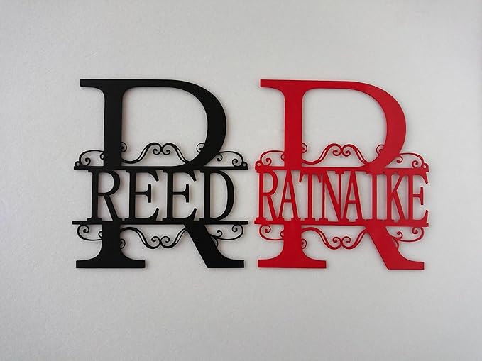 Personalized Metal Name Signs, Split Letter Monogram Wall Decor, Custom Last Name Sign, Family Name Sign for Outdoor, Personalized Wedding Gift, Garden Decor, Metal Wall Art, Housewarming Gift (MonogramDesign_12)