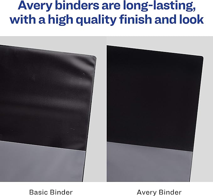Avery Economy View 3 Ring Binders, 1.5" Round Rings, 4 Black Binders (19204)
