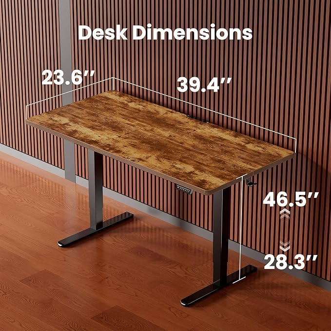 ErGear Height Adjustable Electric Standing Desk, 40 x 24 Inches Sit Stand up Desk, Small Memory Computer Home Office Desk with Two-Piece Desktop (Vintage Brown)