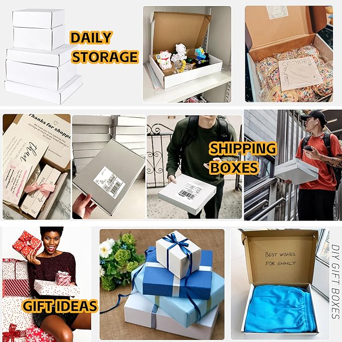 JOWLOT 12x9x6 inch Shipping Boxes Set of 15, White Corrugated Cardboard Box Literature Mailer for Mailing Packing Moving and Storage