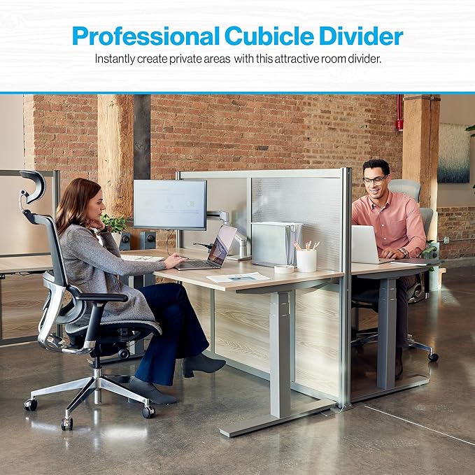 NBF Office Partitions - Cubicle Privacy Panel Wall Divider - Modern Room Separator with Quick Assembly - Indoor Laminate Free Standing Portable Room Divider Panel - 76" H x 72" W (Espresso, Warm Ash)