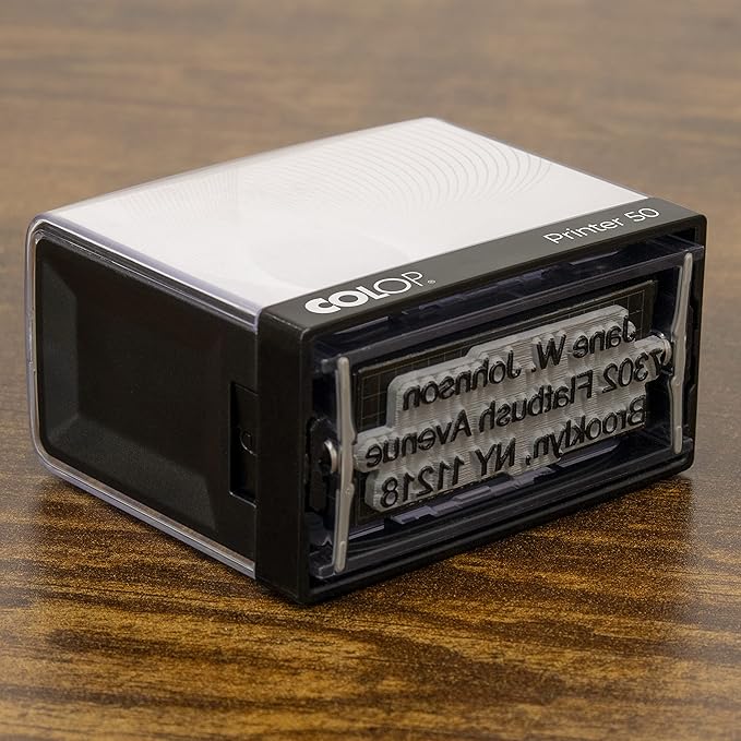 COLOP Extra Large Size Self Inking Custom Text Stamp - Choose from Many Fonts & 15 Ink Colors