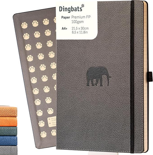 Dingbats* - Wildlife Plain Extra Large A4 Notebook - PU Leather Hardcover Journal for Work, Writing - Pocket, Elastic Closure, Pen Holder, Bookmark