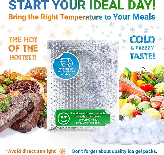 Amiff Silver Thermal Bubble Mailer, 12 x 17 Inches. 10 Pack Metallic Bubble Mailers. Self-Seal Insulated Mailers for Cold Shipping. Padded Envelopes Waterproof. Thermal Bag for Food, Cosmetics