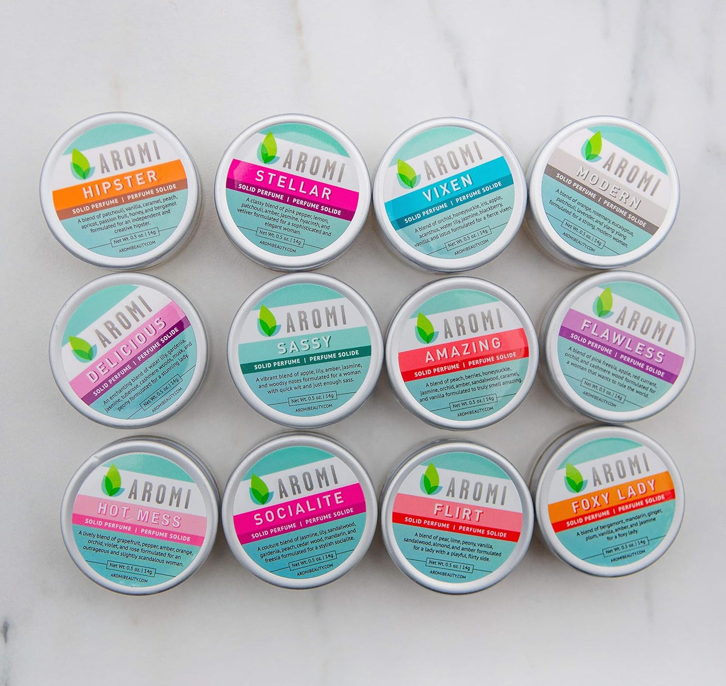 Aromi Solid Perfume | Floral Fragrance – Vegan & Cruelty-free Scent, Travel-Sized, Women’s Stocking Stuffer – Jasmine, Vanilla, Honeysuckle, Mandarin (Foxy Lady)