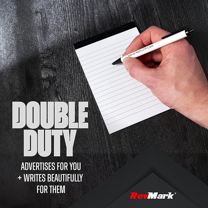 RevMark Personalized Ballpoint Pen, Custom Printed Name, Business or Event Information, Timeless Advertising, USA Made Pens, Promotional Marketing, Smooth Black Ink, Bulk Pack (Black,500 Ct.)