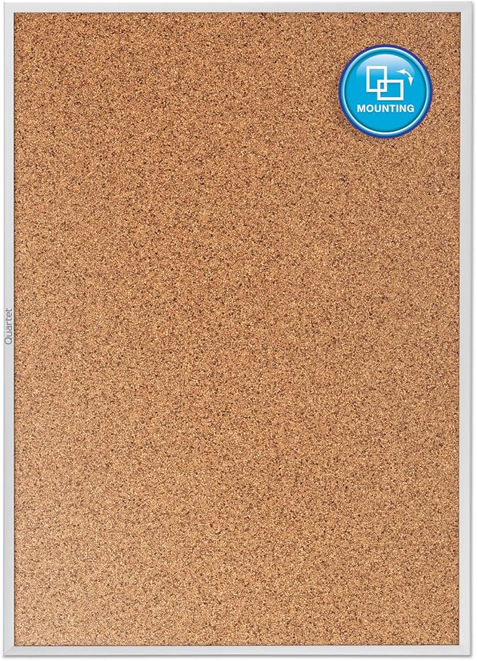 Quartet Cork Board, Bulletin Board, 4' x 3' Corkboard, Aluminum Frame (2304)